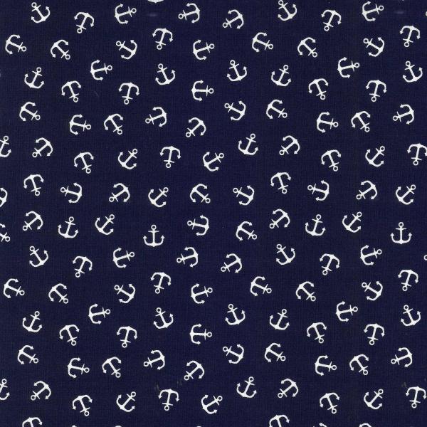 Westfalenstoffe Druckst. Hamburg Blau mit weißen Ankern
