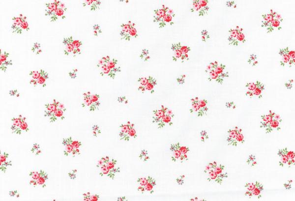 Druckstoff Baumwolle Prinzessin-Serie weiß-bunt Blumen Bouquet
