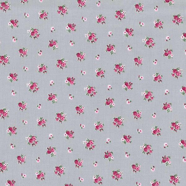 Babycord Prinzessin Fb. Grau mit kleinen Blümchen von Westfalenstoffe