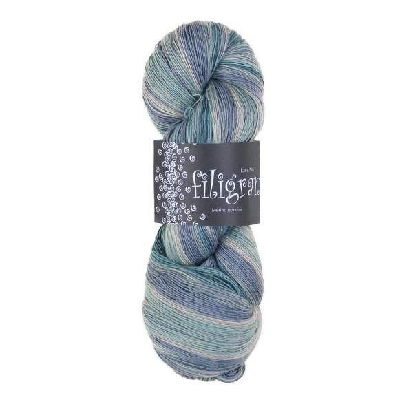 Filigran color Lace Nr.1 Merino extrafein Fb. Hellblau-grau-Verlauf