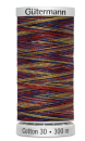 Baumwollnähgarn Gütermann Cotton 30 300m Verlaufsgarn Fb. 4108 blau-rot-gelb Maschinensticken / Quilten