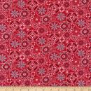 270188 Henry Glass Scarlet Stitches Blumen rot grau