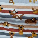 Jersey Baumwolle Streifen Hunde grau/braun/rost