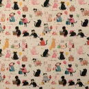Baumwolle Popeline Katzen Shoppen wollweiß