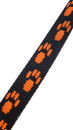 Gurtband 15 mm schwarz-orange Hundepfotemotiv