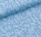 French Terry Baumwolle Raumfahrt Schrift blau Mauna Kea by Lila-Lotta